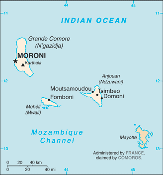 Comore : mappa 