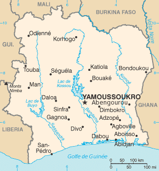 Costa do Marfim : mapa 