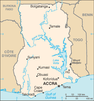 Ghana : mapa 