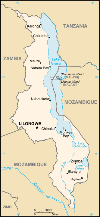 Malavi : mapa 