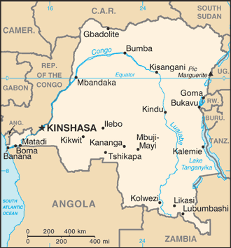 Repubblica Democratica del Congo : mappa 