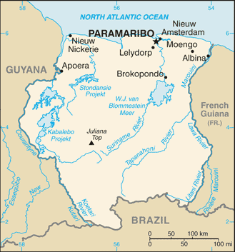 Surinam : mapa 
