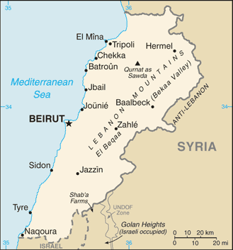 Libano : mappa 